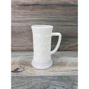 Milk Glass Beer Mug Stein German Men Bar Scene 12oz